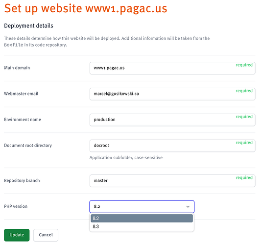 "Choosing a PHP version"