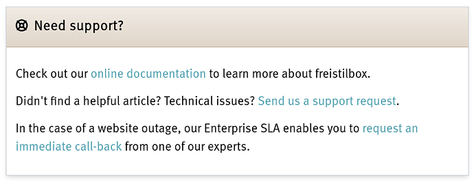 Getting support from the dashboard